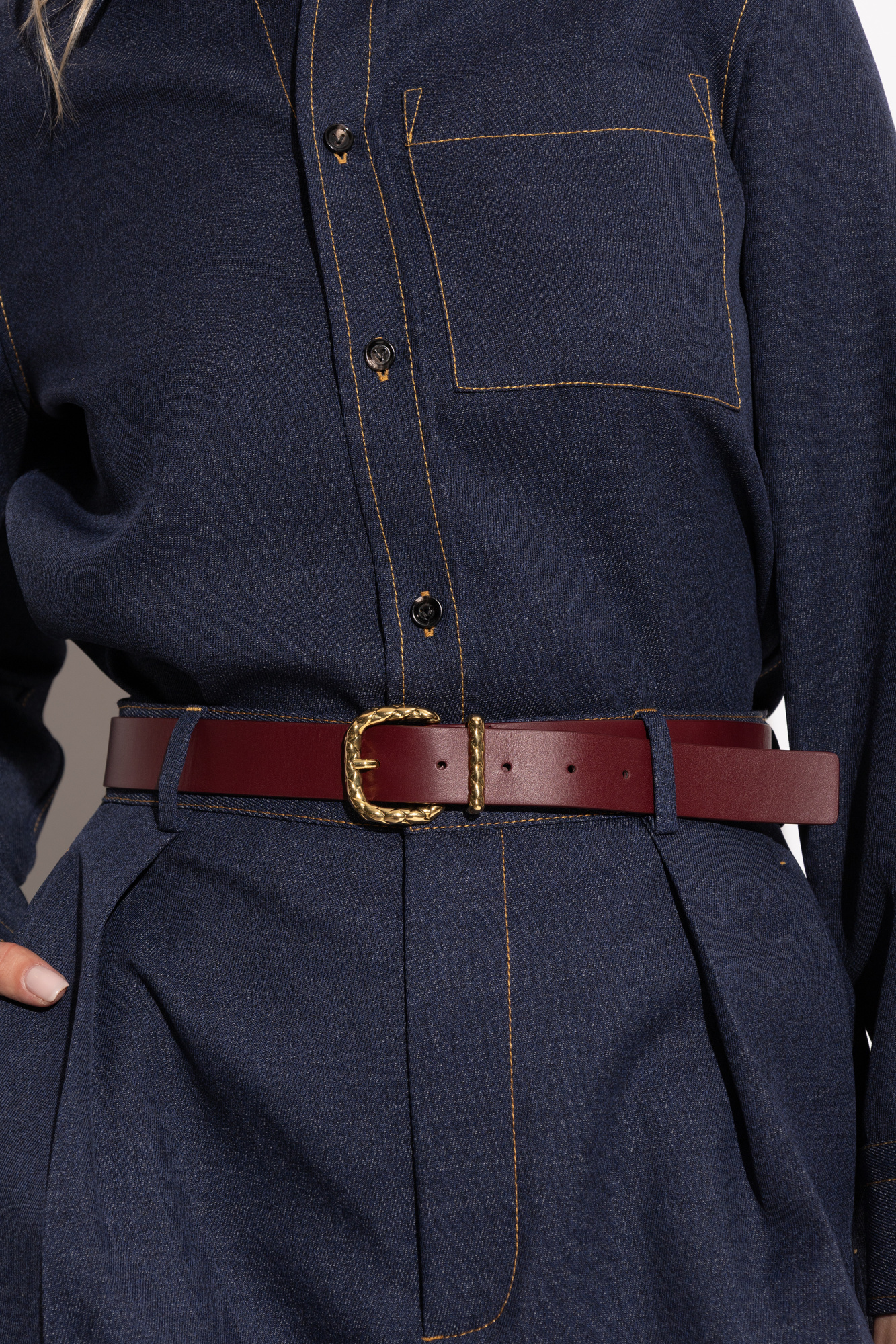 Burgundy Leather belt Bottega Veneta - Vitkac Canada